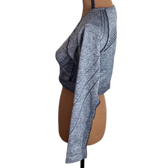 Gymshark hyper-amplify seamless long sleeve crop top in black marl size L - Picture 3 of 11